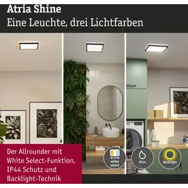 Paulmann LED Panel Atria Shine 1 eckig 298x298mm 15,7W 2100lm 3000 - 6500K schwarz