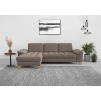 sit&more Ecksofa SIT & MORE "Westham L-Form", grau (taupe), B:275cm H:88cm T:172cm, 90% Polyester 10% Polyamid, Sofas, Ecksofa, mit Recamiere, mit oder ohne Bettfunktion, Bettkasten, Füße Eiche