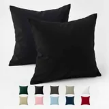 Kissenbezug 80x80 Baumwolle Renforcé (2er-Set) - Schwarz - Dicht gewebt mit 57 Fäden/cm2 - Kissenbezug 80x80 cm - Oeko Tex Zertifiziert - Dreamzie