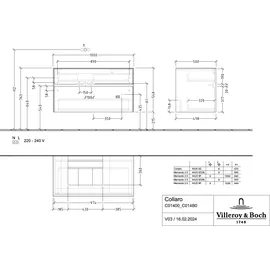 Villeroy & Boch Waschbeckenunterschrank Collaro 2 Auszüge 100 x 54,8 x 50 cm Cashmere Grey