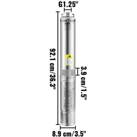 Vevor Tiefbrunnenpumpe 750W 105L/min max. Förderhöhe 62m Edelstahl