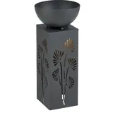 LED Dekosäule mit Abnehmbarer Pflanzschale und Beleuchtung | batteriebetrieben | praktischer Timer | aus Metall gefertigt, pulverbeschichtet | warm-weiß beleuchtet | ca. 59 cm Hoch (Anthrazit)