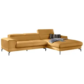 W.Schillig Ecksofa "piedroo, Designsofa mit tollem Sitzkomfort, L-Form", gelb (kurkuma z69), B:303cm H:70cm T:193cm, Longlife Xtra-Leder Z69: Das feinnarbige, gedeckte Softleder Z69 besticht durch seine außergewöhnliche Weichheit im trendigen »Vintage-Look«,