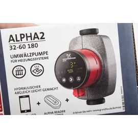 Grundfos Hocheffizienz Umwälzpumpe Alpha2 32-60, G 2, 180mm, PN 10, 230 V