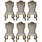 Casa Padrino Esszimmerstuhl Luxus Barock Esszimmer Stuhl Set Grau / Gold / Rot / Gold 58 x 57 x H. 107 cm - Küchen Stühle 6er Set im Barockstil - Barock Esszimmer Möbel