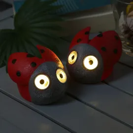 MARELIDA Solarleuchte rot 2 Stück D: 9 cm spritzwassergeschützt