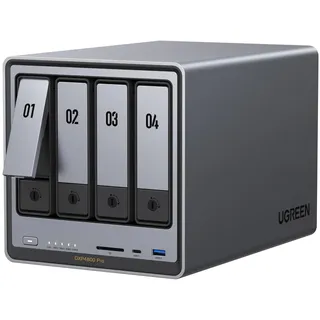 UGREEN NASync DXP4800 Pro, 4-Bay Desktop-NAS, Intel i3-1315U 6-Kern-Prozessor, 8GB DDR5 (bis zu 96GB), Eingebaute 128GB-SSD, 10GbE & 2.5GbE LAN, 2 × M.2 NVMe-Steckplätze, HDMI 4K (Ohne Festplatten)