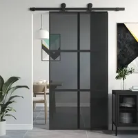 vidaXL Schiebetür Schwarz 102,5x205 cm Hartglas und Aluminium