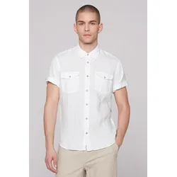 Kurzarmhemd CMPD, Herren, Gr. S, Normalgrößen, weiß, Material: 100% Leinen, unifarben, casual, figurbetont normal, Kurzarm Umschlagsaum, Hemden, aus Leinen