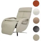 Relaxsessel HWC-L11, Design Fernsehsessel TV-Sessel Liegesessel, Liegefunktion drehbar, Voll-Leder ~ grau