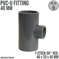 40 mm PVC Klebe Fitting T-Stück 90° Winkel reduziert 40 x 20 x 40 mm Muffe Verbi...