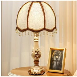 KUGI LED Tischleuchte LED Tischleuchte Retro Schreibtischlampe Vintage Blumenmuster E27, Kostenlose 5W LED-Lampe, Landhaus Stil Lampe für Nachttisch weiß
