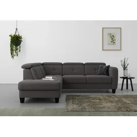 sit&more Ecksofa SIT & MORE "Belluci L-Form", grau (fango), B:249cm H:85cm T:195cm, Sofas, Ecksofa, inklusive Federkern, wahlweise mit Bettfunktion und Bettkasten