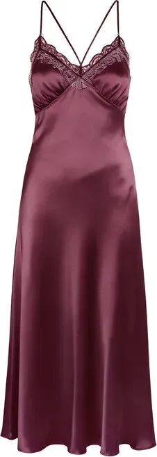 Schmales Spitzenkleid mit V-Ausschnitt, beige, seidenähnlich, Trägerkleid, Größe S