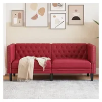 VidaXL Chesterfield-Sofa 2-Sitzer Weinrot Kunstleder