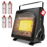evocamp Tragbare Gasheizung Heizstrahler 1,7 kW schwarz