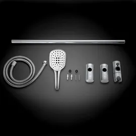 dylin gmbh JOHO Edelstahl Duschstange 70 cm Chrom Duschbrause mit Schlauch und Halterung, Brausestangeset mit Duschkopfhalter und Handbrausesch-Duschset mit 3 Strahl Handbrause (HB1210CP)