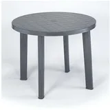 PROGARDEN Gartentisch Witterungsbeständig Terrassentisch Balkontisch Esstisch Bistrotisch Tisch Kunststofftisch Rund Anthrazit Kunststoff