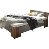 Futonbett - Old Style dunkel - mit Matratze und Rollrost - 140x200 cm Bett