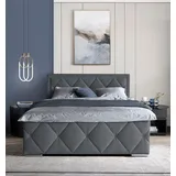 LEONIQUE Boxbett 30 Jahre Jubiläums-Modell Alfie, Inkl. Bettkasten & Topper, in 3 Härtegraden lieferbar, grau