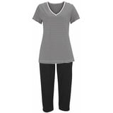 H.I.S. H.I.S Damen Capri-Pyjama schwarz-gestreift Gr.40/42