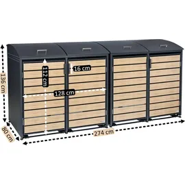 Zelsius Mülltonnenbox 4 Tonnen 120-240 Liter grau