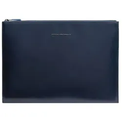 Piquadro Blue Square Clutch Tasche RFID Schutz Leder 37 cm  blau