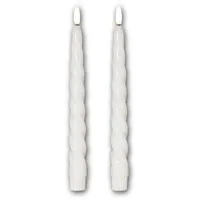 Star Trading LED Dinner Kerze 2P SHINE, 2er Set, Echtwachs gedreht, 3D Flamme, Timer, flammenloses Kerzenlicht, Batterie, weiss,