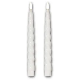 Star Trading LED Dinner Kerze 2P SHINE, 2er Set, Echtwachs gedreht, 3D Flamme, Timer, flammenloses Kerzenlicht, Batterie, weiss,
