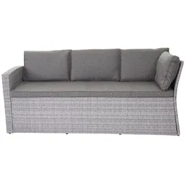 Mendler Poly-Rattan Sofa-Garnitur HWC-A29, zwei 3er-Sofas Gartengarnitur Lounge-Sofa Garten ~ hellgrau Kissen grau