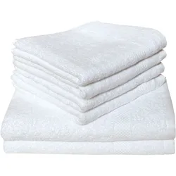 Handtuch Set DYCKHOFF "Planet", weiß, 6 tlg., Frottier, Obermaterial: 100% Baumwolle, Handtuch-Sets, 4 Handtücher (50x100cm), 2 Duschtücher (70x140cm)