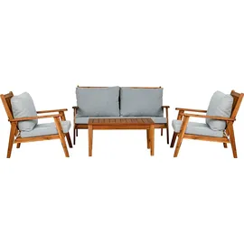 byLIVING Outdoor Sofa-Set LA Palma 134 x 75 x 75 cm Natur/Webstoff hellgrau