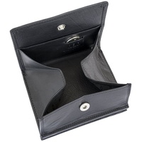 Wiener Schachtel mit großem Kleingeldfach Ausweisformat mit RFID Schutz Block Folie mit Geschenk Box LEAS in Echt-Leder, schwarz