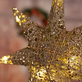 Harms Import LED Advents Weihnachts Stern Hänge Lampe X-MAS Beleuchtung Deko Lampe silber gold 9201115