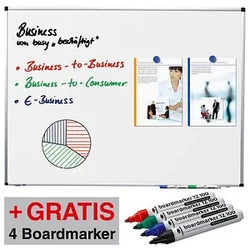 AKTION: Legamaster Whiteboard PREMIUM 240,0 x 120,0 cm weiß spezialbeschichteter Stahl + GRATIS 4 Boardmarker TZ 100 farbsortiert