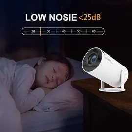 lqwell Beamer Projektor, unterstützt BT5.0 mit 11.0 Android OS, Automatische Trapezkorrektur, 130-Zoll-Display, 4K Heimkino, hdmi, Weiß