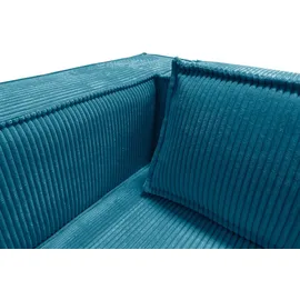s-style möbel - Modernes Ecksofa Bello aus Türkis Cord mit Ottomane rechts und weichem Sitz, B/T/H: 262 cm / 176 cm / 64 cm - Türkis