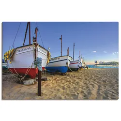 Artland Leinwandbild »Fischerboote am Strand«, Strand, (1 St.), auf Keilrahmen gespannt Artland Farbe Bild(er): blau