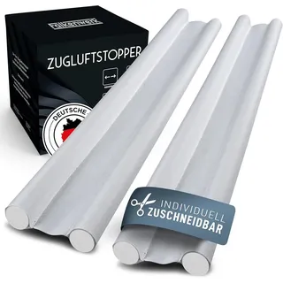 falkenwerk Zugluftstopper für Türen [2er Set] - Zuschneidbare Türdichtung 90 cm - Heizkosten sparender Tür Zugluftstopper - Doppelseitige Türdichtung unten - Tür Dichtung mit idealer Passform - Weiß