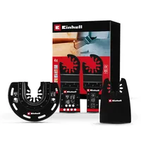 Einhell Original Einhell 4-tlg. Multitool-Set (BIM-Tauchsägeblatt, BIM-Halbrund-Sägeblatt, CrV-Tauchsägeblatt und flexibler Schaber mit Open Back Quick Change Aufnahme für gängige Multitools)