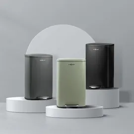MAXCRAFT Mülleimer / Treteimer mit Soft Close Deckel - 50 Liter in Grau