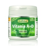 Vitamin A+D, 4000+1000 iE, hochdosiert, 180 Tabletten, vegan - gut für Sehkraft (Vitamin A), Knochen (Vitamine A und D), Zähne (Vitamin D) und Immunsystem (Vitamine A und D). OHNE künstliche Zusätze.