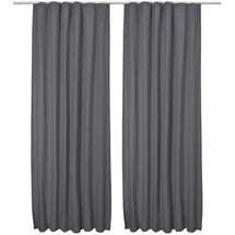 Beautissu Amelie Luna Kräuselband 140 x 245 cm anthrazit 2 St.