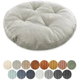 Lsjoaw Sitzkissen Rund 30cm Dicke 15cm 1 Stück Bodenkissen Rund Sitzpolster Stuhlauflage Sitzpolster Stuhlkissen Polster Auflage für Wohnzimmer Büro Konferenzraum Cordstoff (Hellgrau)