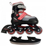 AMIGO Slide 2in1 Inline-Skates/Schlittschuhe - Inliner Rollen für Kinder, Jungen und Mädchen - Skates mit Einstellbarer Größe - Schwarz/Rot - 30-33