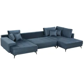Sofa.de Wohnlandschaft Velours 3-Sitzer türkis/petrol