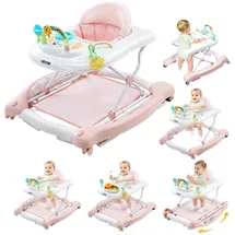 Vevor 5-in-1 Lauflernhilfe, Babywalker faltbar, Spiel- & Lauflernwagen, höhenverstellbare Babywippe mit bequemem Hochlehnersitz, Kippschutz für Kleinkinder von 6-24 Monaten (Unisex)