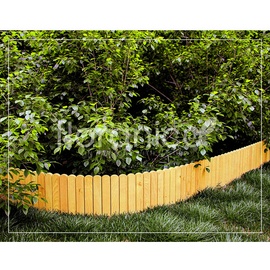 Floranica Rollborder Flexibler Holzzaun Rolborder - 200 x 40 cm - Natur - Beeteinfassung Rasenkante Deko/Gartenzaun für Obstgärten Wege