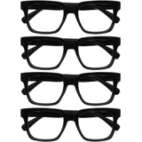 OPULIZE ERA Blaulichtfilter Lesebrille für Damen Herren - Entspiegelt & blendfrei - 4er-Pack UV400-Schutz - Großer rechteckiger Rahmen - Computerbrillen Gaming - Schwarz - +1,00