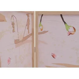 Mendler Paravent HWC-O70, Trennwand Sichtschutz Raumtrennung Naturmotive Holz MVG Polyethylen 170x227cm ~ Kirschblüten